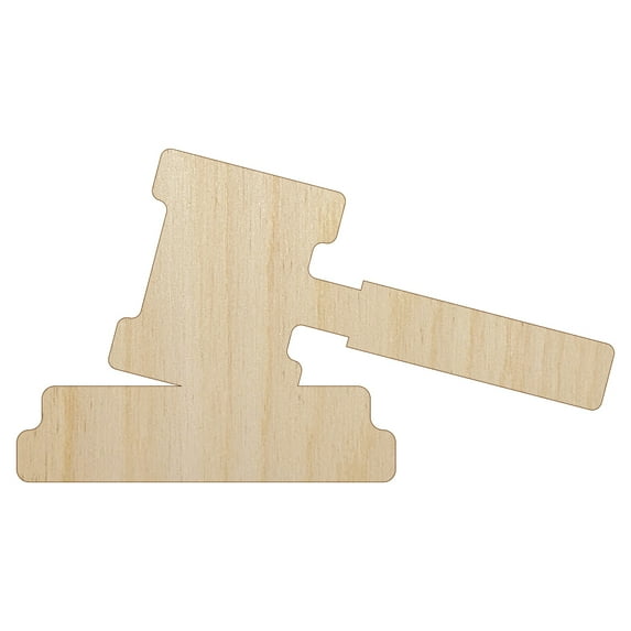 Gavel Judge Lawyer Icon Wood Shape Unfinished Piece Cutout Craft DIY Projects - 4.70 Inch Size - 1/8 Inch Thick