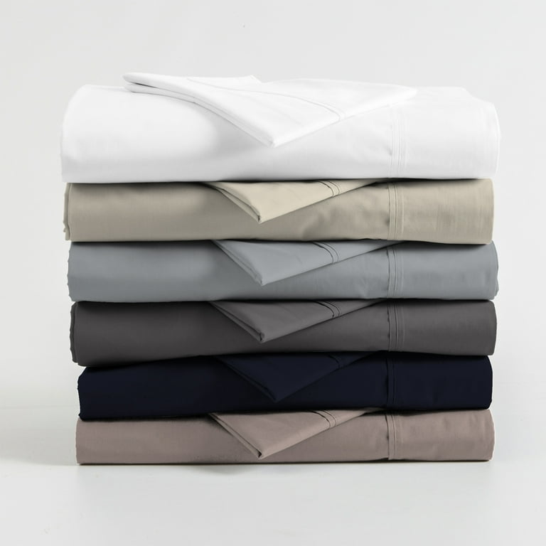 Color Sense 100% Cotton Percale Sheet Set Full Dark Gray 