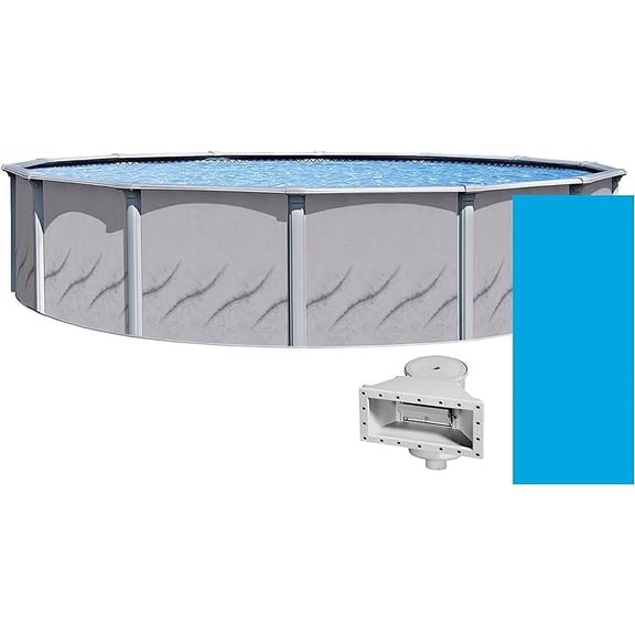 Lake Effect Pools 24' x 52" Round Galleria Swimming Pool and Solid Blue 25 Gauge Liner
