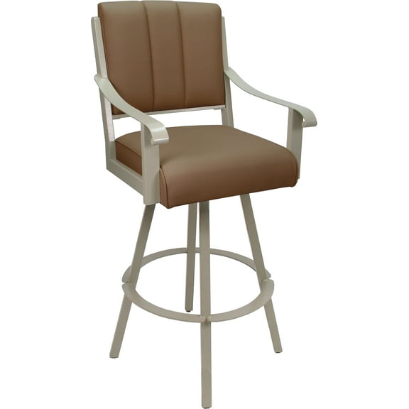 Leather Swivel Metal Counter Bar Stool 26" Seat - Memphis - Brown on Beige