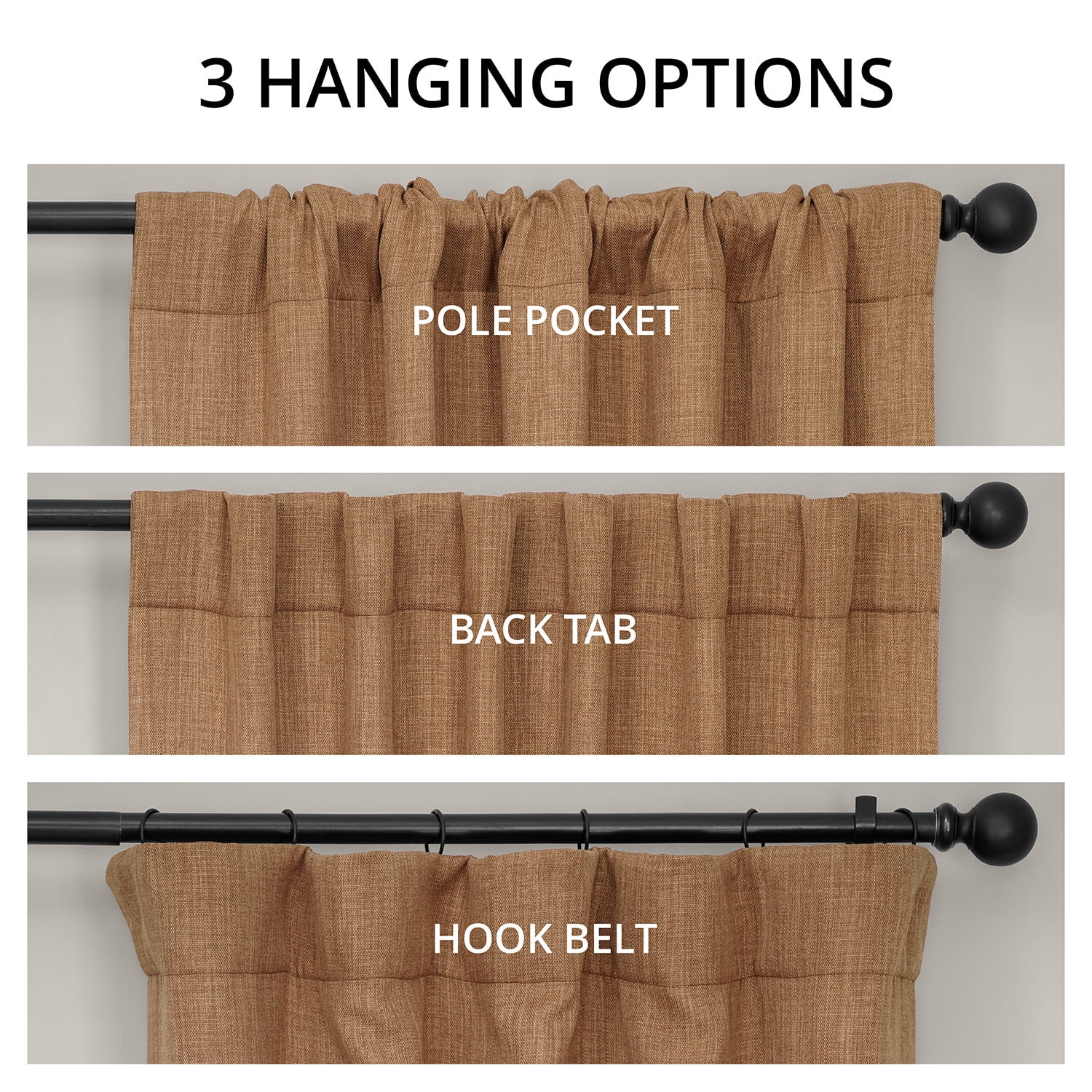 HPD Half Price Drapes Butterscotch Faux Linen Room Darkening Curtains for Bedroom & Living Room Curtains (1 Panel), Door & Window Curtains 120 inches long, 50W X 120L