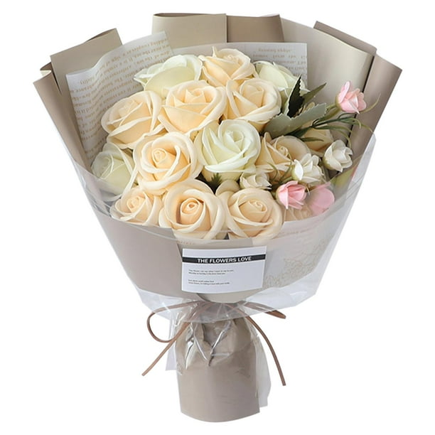 Ramo de flores de jabón, centros de mesa, arreglos, arte, regalo para la decoración del hogar, San Valentín champán