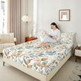 thumbnail image 4 of Manfei Female Men Gradient Leaves 4 Pieces Queen Sheet Sets,Vintage Aesthetics Ultra Soft Flat Sheet,Botanical Plants Queen Fitted Sheet,Ultra Soft Home Decor, 4 of 7