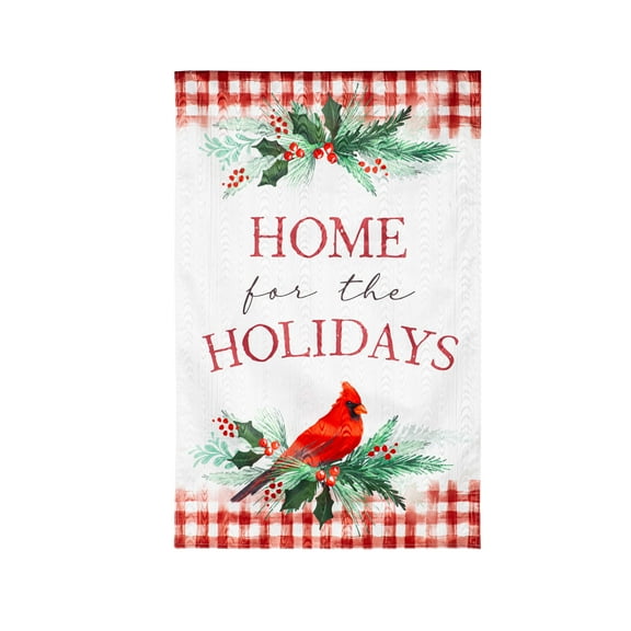 Evergreen Moire House Flag - Holiday Cardinal, 28 x 44 inch Double Sided
