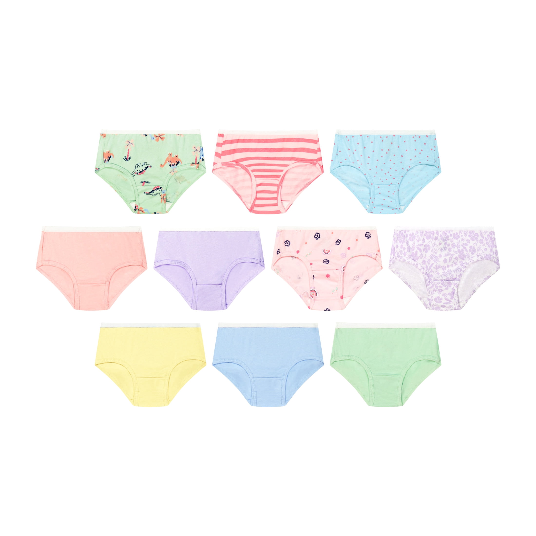 Hanes Infants/Toddlers Hipster Underwear Pack, 10-Pack, Toddler Core 100% Cotton Underwear for Toddler Girls