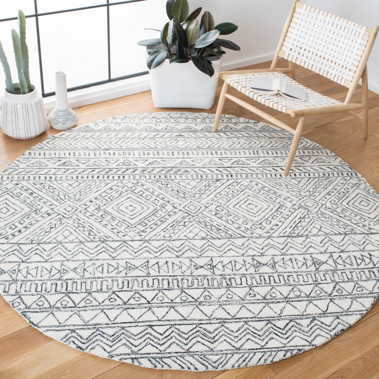Safavieh  Handmade Aspen Atje Moroccan Boho Wool Rug 4'  x  6' 4' x 6' Indoor,Handmade Living Room,Bedroom,Dining Room Rectangle