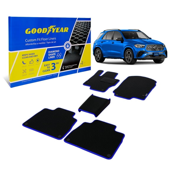 Goodyear All-Weather Car Floor Mats–Custom Fit for Mercedes GLE-Class 20-25, 5 Pc.Set, Heavy-Duty Diamond Floor Liners for Cars, SUVs, Trucks–Ultimate Interior Car Accessories for Men&Women - GY004232