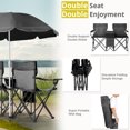 thumbnail image 6 of 2-Seat Folding Chair with Removable Sun Umbrella, Portable Camping Chair with Storage Pocket and Cup Holders, Outdoor Beach Chair for Beach, Patio, Park, Black, 6 of 9