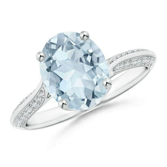 ANGARA Natural 2.2 Ct. Aquamarine with Diamond Classic Ring in 14K White Gold for Women (Ring Size: 7)