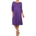 thumbnail image 5 of MOA Collection Plus Size Women's 3/4 Sleeves solid dress, 5 of 5