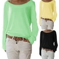 thumbnail image 4 of RWJDXD Tunique Tricotée pour Femmes, Manches Longues, Col Rond, Basique, Couleur Unie, S-3TG, 4 of 6