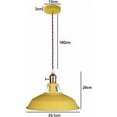thumbnail image 2 of Lámpara colgante de metal de estilo industrial, casquillo de bombilla E27, ideal para sala de estar, dormitorio, comedor, oficina y cafetería, amarillo vibrante, 2 of 5