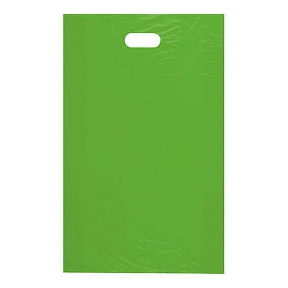SSWBasics Large High Density Lime Green Plastic Merchandise Bags - 15”W x 4”D x 24”H  - Case of 1000