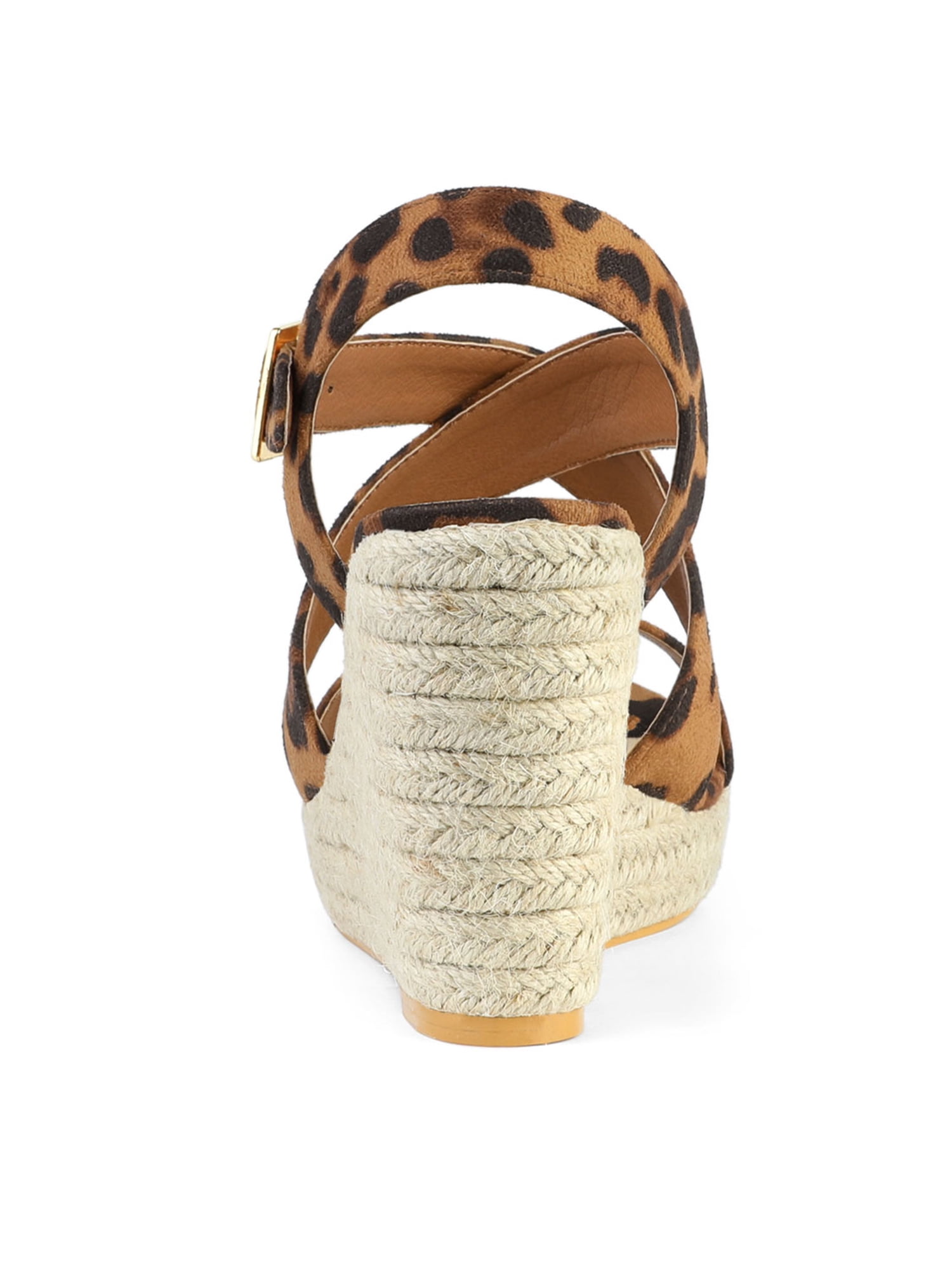DARING DIVA Women's Stylish Espadrilles Platform Slingback Wedges Sandals Leopard 9
