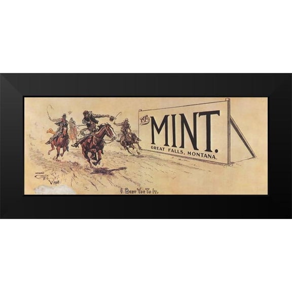 Russell, Charles Marion 14x8 Black Modern Framed Museum Art Print Titled - I Beat You To It