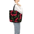thumbnail image 3 of Sigee Cherry Print Large Capacity Zippered Tote Bag - Durable, Stylish and Versatile for Everyday Use, 3 of 9