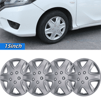 Hubcaps Wheel Covers 15 " Universal Set of 4 Snap On Car Truck SUV Wheel Rims Cover ABS Material (Silver)