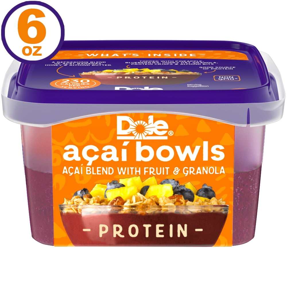Dole Frozen Acai Bowl, Protein Blend with Fruit and Granola, 6 Oz