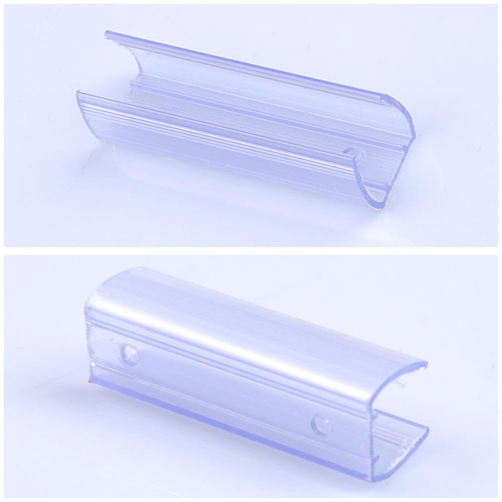 DELight 2" Plastic U Channel System 50PCS Clear PVC Universal LED Track Mounting Holder for 9/16" Neon Flex Strip Light