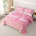 thumbnail image 3 of Erosebridal Coquette Glitter Letter J Twin Quilt Set for Teens, Pink Sparkle Bow Art Twin Coverlet Set, 2pcs, 3 of 7