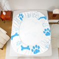 thumbnail image 4 of Manfei Cartoon Cat Paw Fitted Sheet Full, Dog Bone Bed Set, White Blue, 3pcs, 1 Fitted Sheet and 2 Pillowcases, 4 of 6