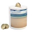 thumbnail image 2 of Driftwood Piggy Bank, Sea Theme Driftwood on the Sandy Beach and Cloudy Sky Digital Style Print, Ceramic Coin Bank Money Box for Cash Saving, 3.6" X 3.2", Sand Brown Blue, by Ambesonne, 2 of 4