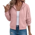 thumbnail image 4 of SuTry Women's Quilted Jacket, Zip Up Hooded Drawstring Long Sleeve Coat, Waffle Textured Relaxed Fit Outerwear, Everyday Casual Versatile Winter Layer, 4 of 7