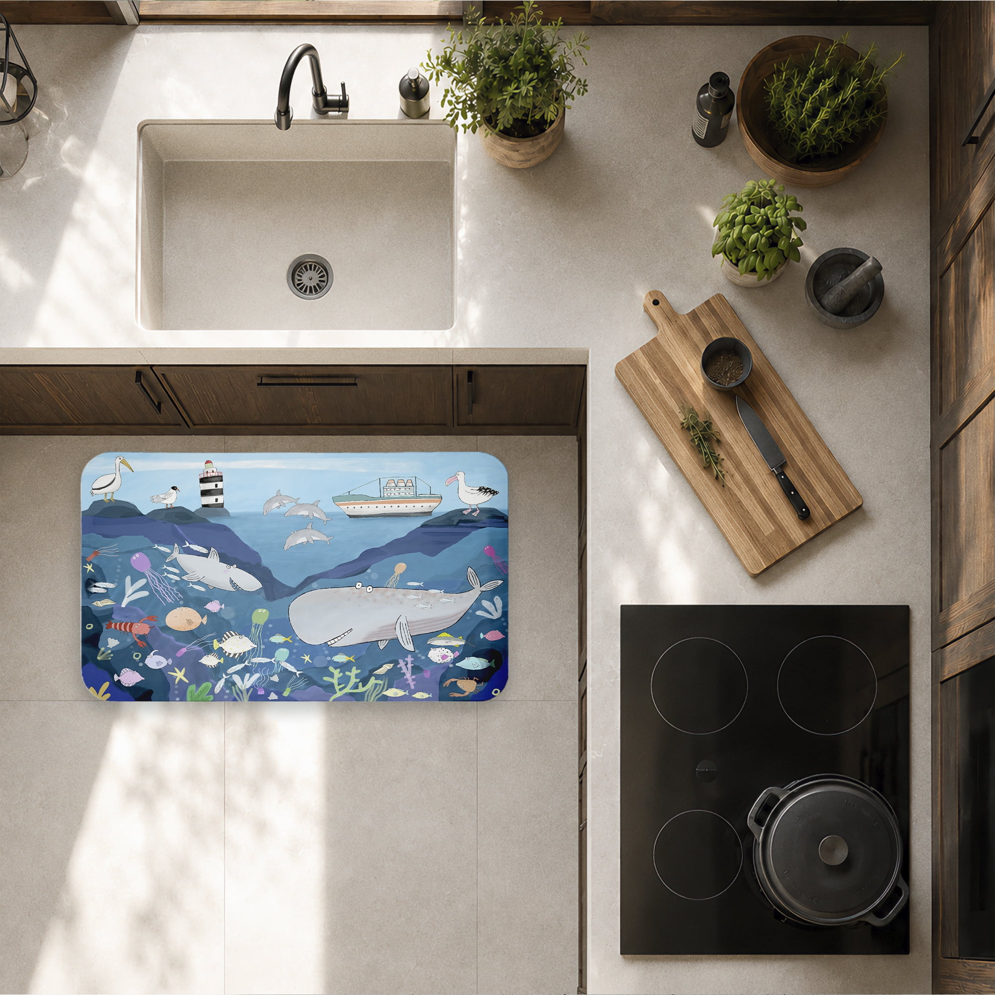 Stupell Industries Sea World Creatures Underwater Printed Anti-Fatigue Floor Mat, design by Carla Daly