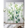 thumbnail image 3 of Green Leaf Sheer Curtains 96 Inches Long 2 Panels Watercolor Leaf Branch Summer Abstraction Light Filtering Semi Sheer Window Curtains Drapes for Bedroom Living Room 52"x96", 3 of 7