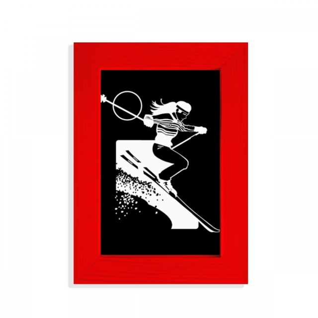 Hiver Sport Ski Noir Motif Photo Affichage Art Cadre Photo Rouge