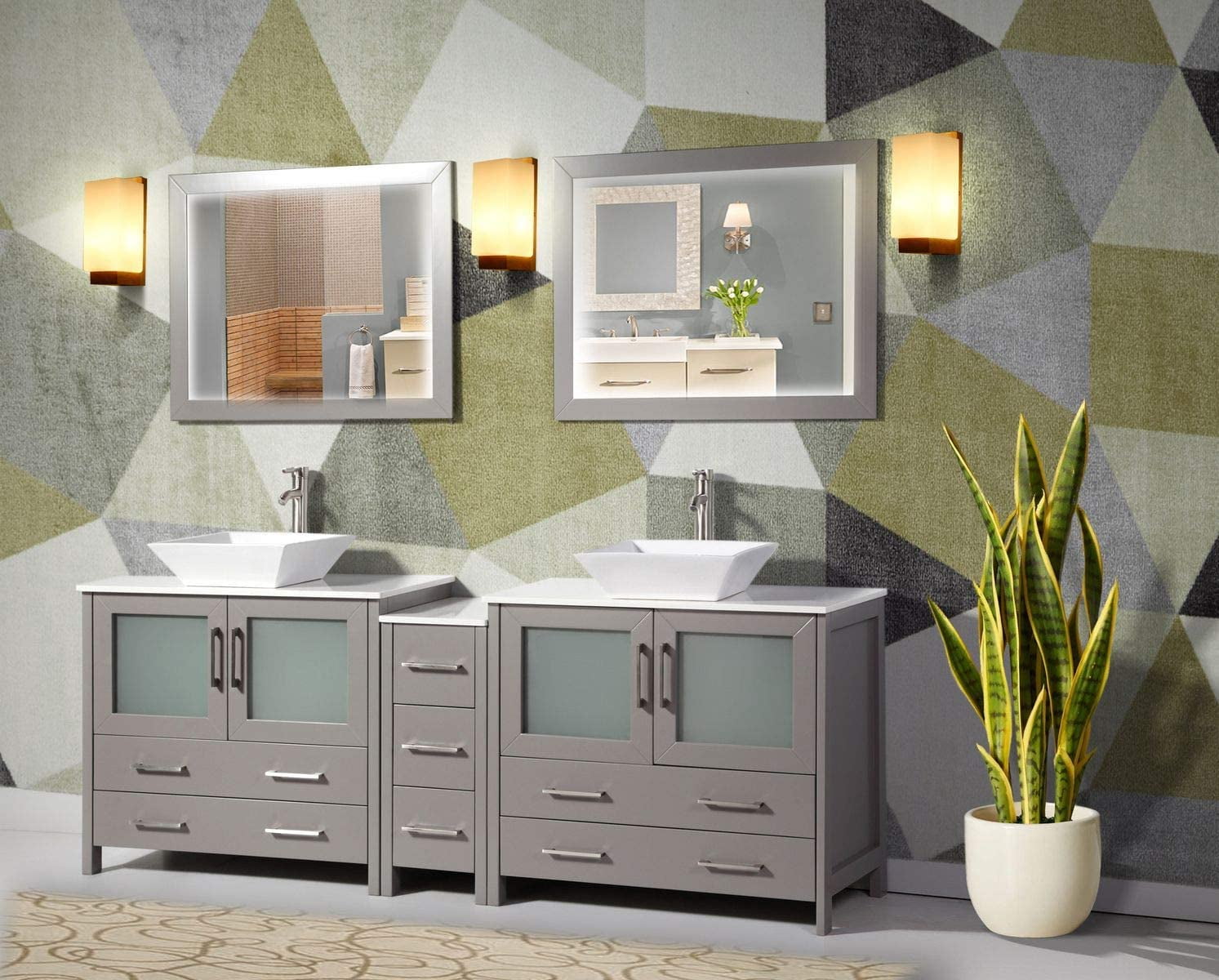 Vanity Art 84 Inch Double Sink Bathroom Vanity Combo Set - Modern ...