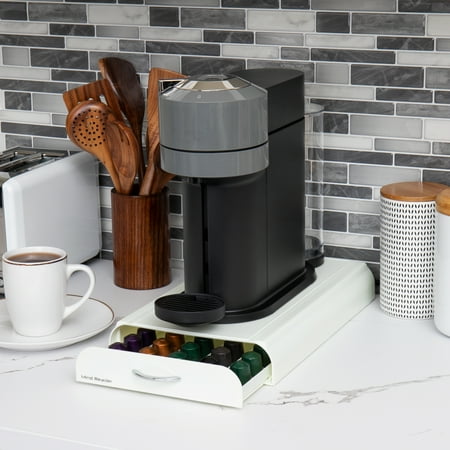 Mind Reader - Nespresso Compatible Capsule Drawer, Countertop Organizer, Coffee Pod Holder, Storage, 9.25"L x 15"W x 2"H - White