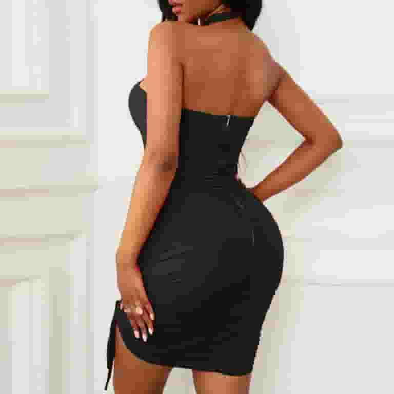 Sexy Solid Halter Sleeveless Dress Dresses Sexy Solid Halter Sleeveless Dress Dresses
