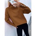 thumbnail image 1 of Suéter de punto con cuello alto y botones a rayas para otoño e invierno, estilo europeo y americano, color sólido, informal, suelto, de talla grande para mujer, 1 of 6