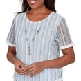 thumbnail image 4 of Alfred Dunner Womens Petite Textured Stripe Tee With Necklace, 4 of 4