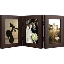 Golden State Art 3-Opening Photo Frame Triple Hinged, 4x6, Brown
