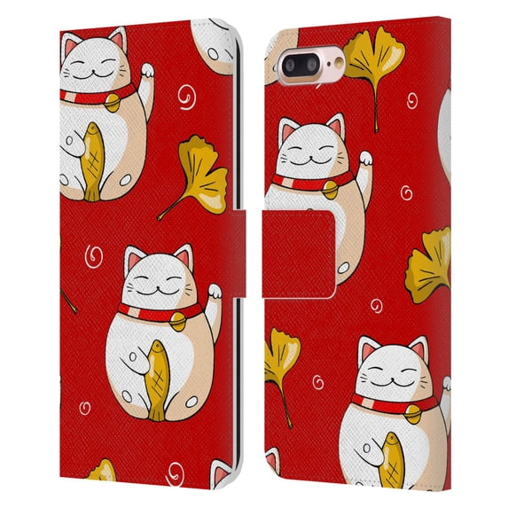 Head Case Designs Officially Licensed Haroulita Magick - Tarot - Mystical Lucky Cat Leather Book Wallet Case Cover Compatible with Apple iPhone 7 Plus / iPhone 8 Plus