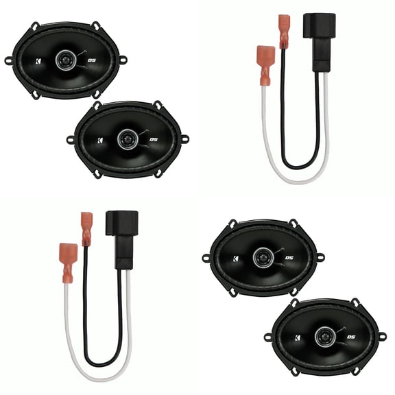Kicker (2 Pair ) 43DSC6804 6x8" Speakers with 72-5600 Adapters Compatible with Select 1998 & Up Ford