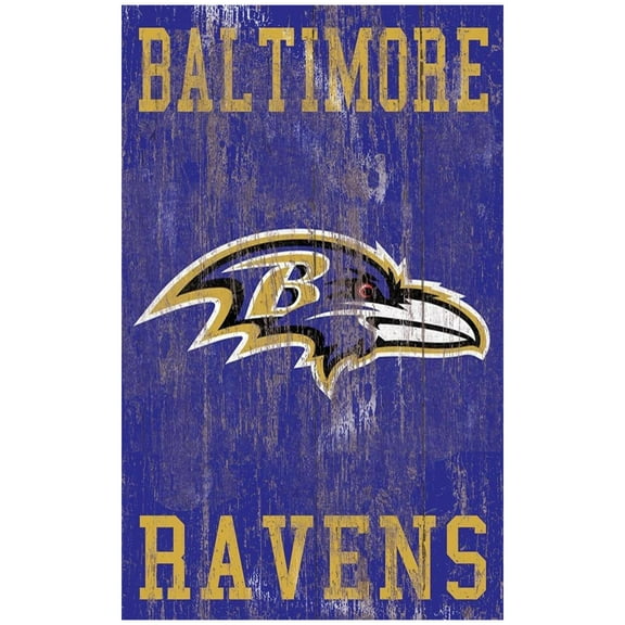 Baltimore Ravens 11'' x 19'' Heritage Distressed Logo Sign