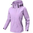 thumbnail image 3 of Omewoold Women Lightweight Jackets Waterproof Hooded Raincoat Packable Atheletic Jacket Hiking Windbreaker Rain Jacket With Pockets, Purple L, 3 of 10
