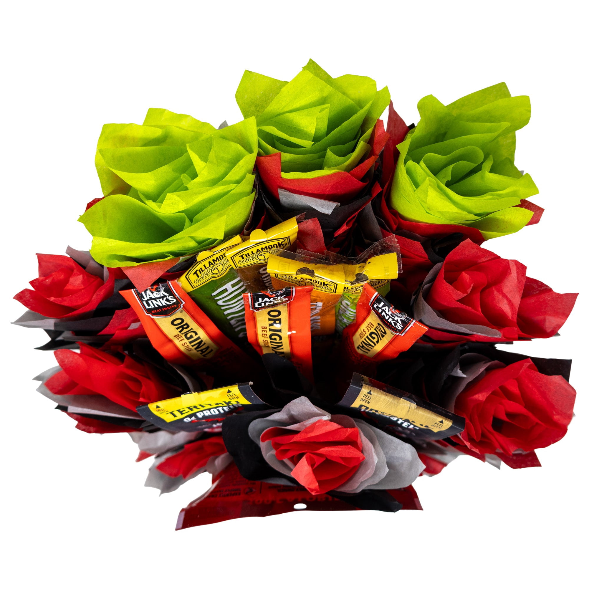 Beef Jerky Man Bouquet. Perfect for Anniversary, Birthday's and Father's Day. Over 1 Pound of Popular Meat Snacks by Jack Links, Slim Jim and More
