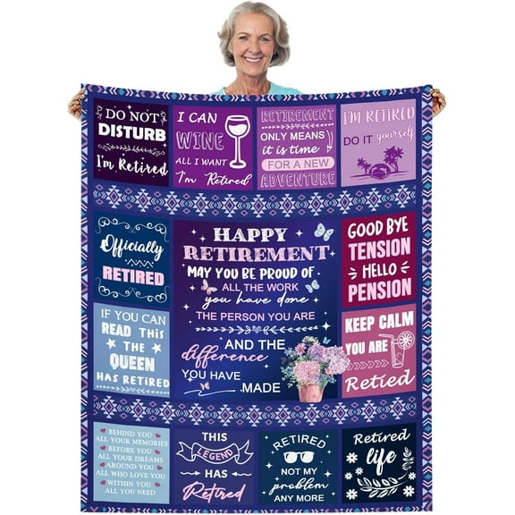 Retirement Gifts for Women, Retirement Gifts Blanket 50""x60"", Retired Gifts for Women Nurses, Doctors, Farewell Gifts for Coworker Throw Blanket Retired Party, White