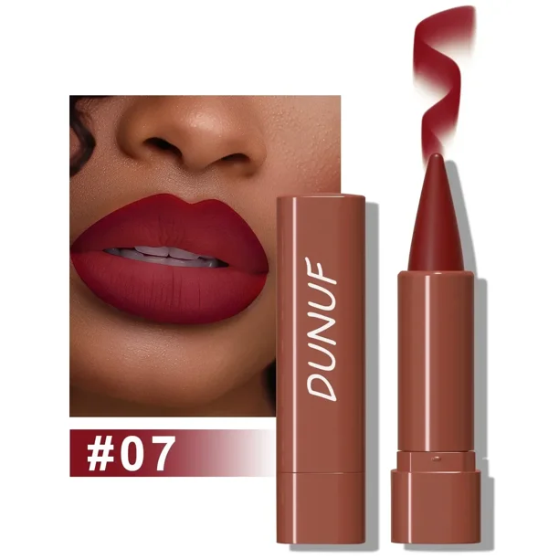Delineador de labios cónico degradado, lápiz labial de terciopelo marrón negro mate, resistente al agua, tinte de contorno no pegajoso, delineador de labios, crayón, maquillaje de labios