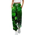 thumbnail image 1 of Gibobby pantalones de mezclilla para mujer Pantalones largos sueltos informales con estampado de St. Day para mujer (Verde, L), 1 of 4
