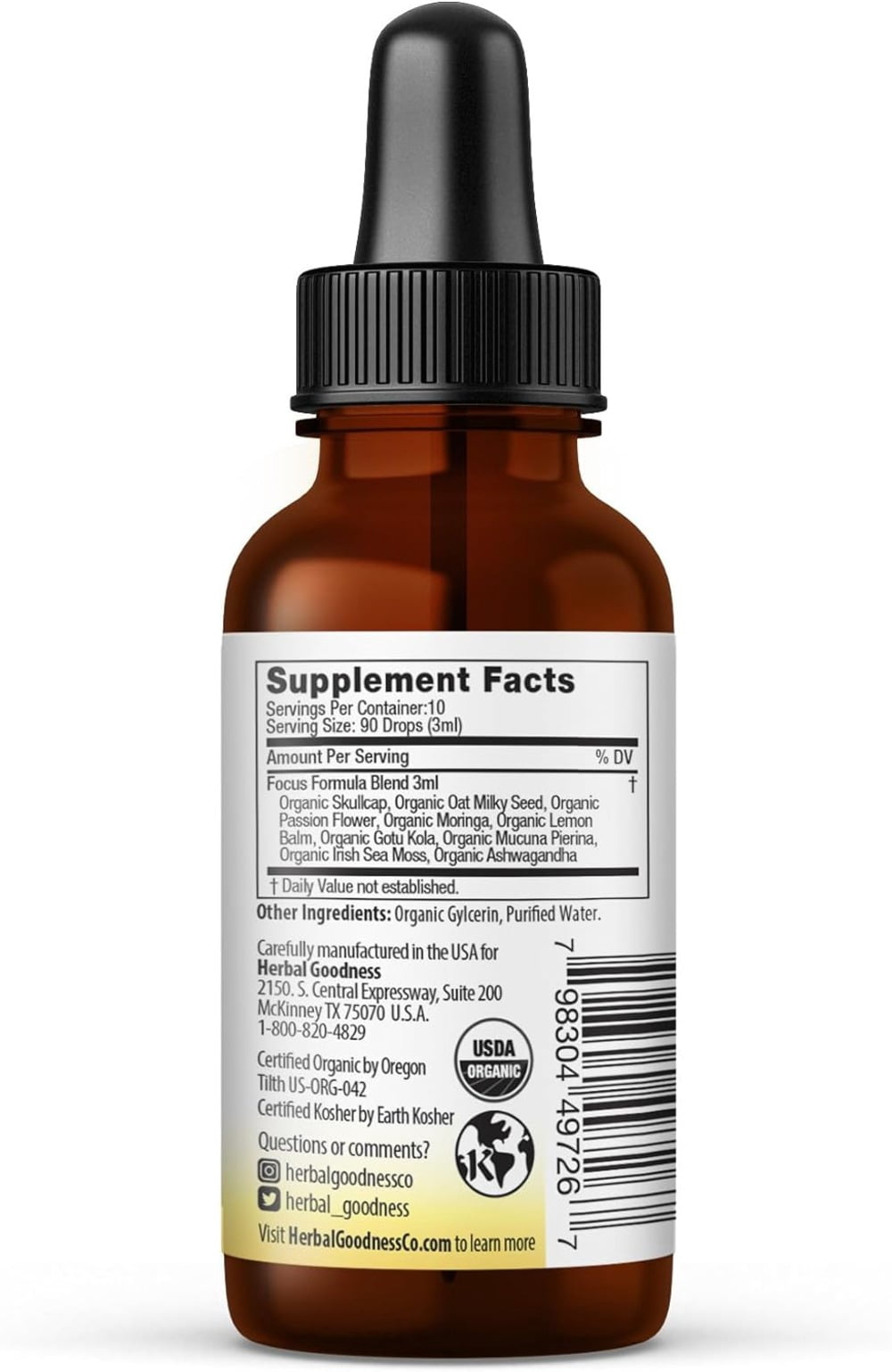 Kids Focus Formula and Attention Supplement Liquid Extract 1fl.oz - Factor, Vitamins, Melatonin for Kids, Ashwagandha ~ Herbal Goodness