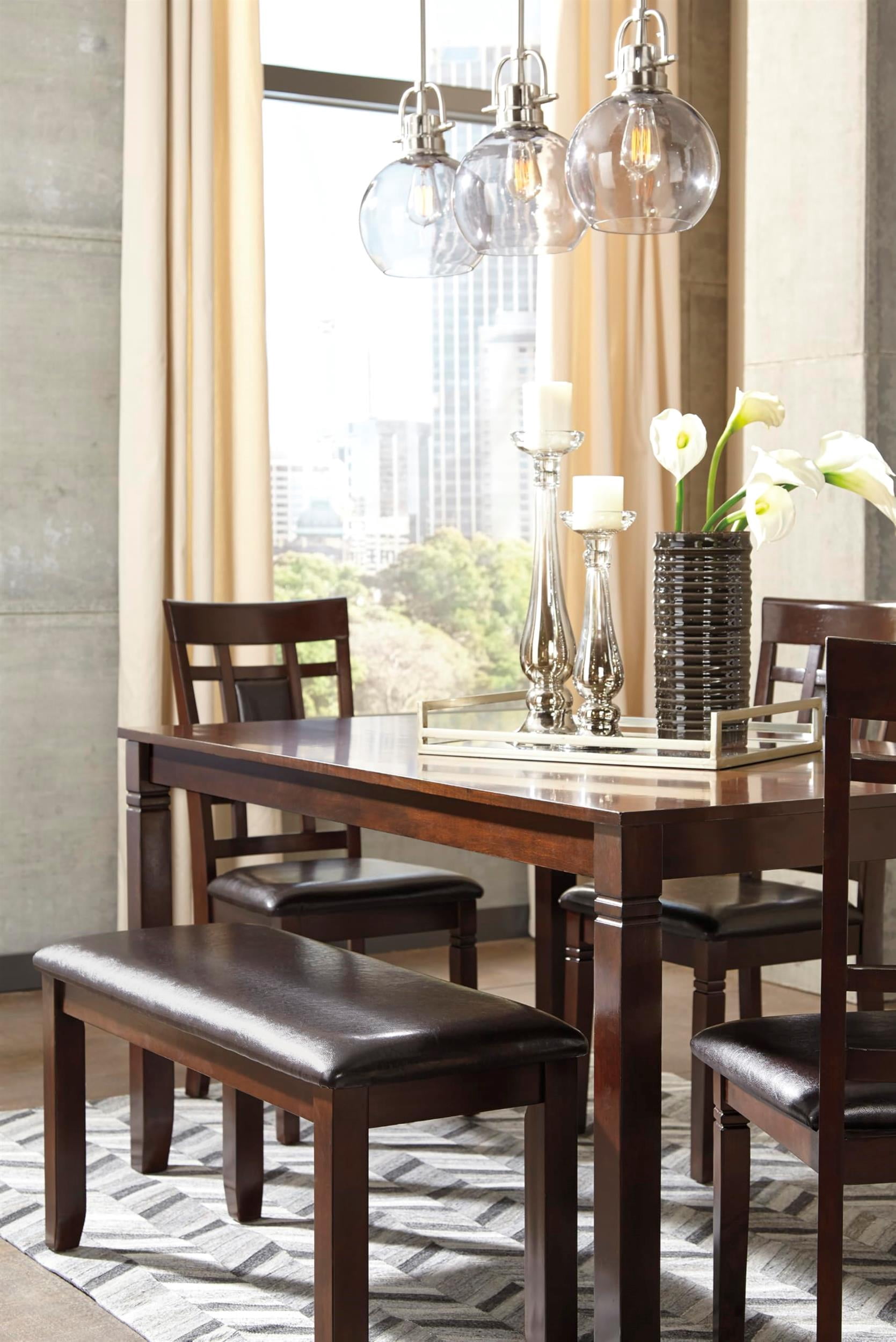 Signature Design by Ashley Bennox 6-Piece Engineered Wood Dining Set in Brown
