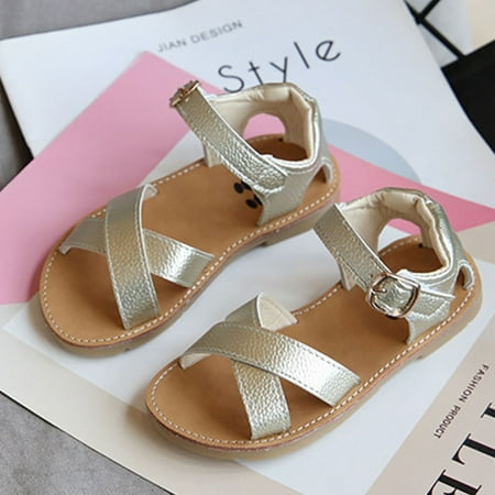 

NEGJ Sandals Toddler Shoes Kids Sandals Non-Slip Baby Cross Solid Rubber Girls Baby Shoes