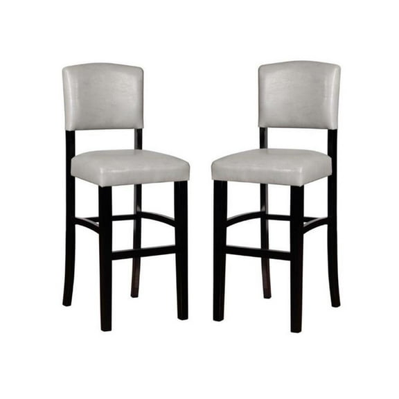 Home Square 2 Piece Faux Leather Upholstered Wood Bar Stool Set in Dove Gray