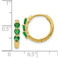 thumbnail image 3 of 14k Created Emerald Polished Hinged Hoop Earrings 14k Yellow Gold Earrings, 3 of 3