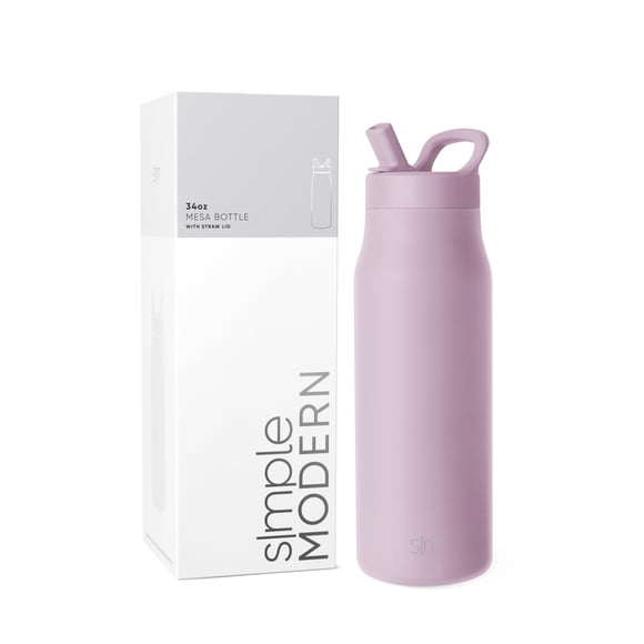 Botella de agua Simple Modern Mesa de 1 litro con tapa de pajita Lavender Mist
